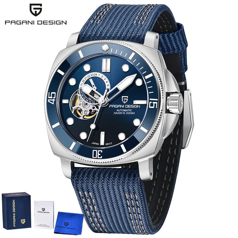 PAGANI DESIGN 2025 New Luxury Men's Watches Mechanical Automatic Watch For Men 200M Diving Wrist watch Stainless Steel+with box