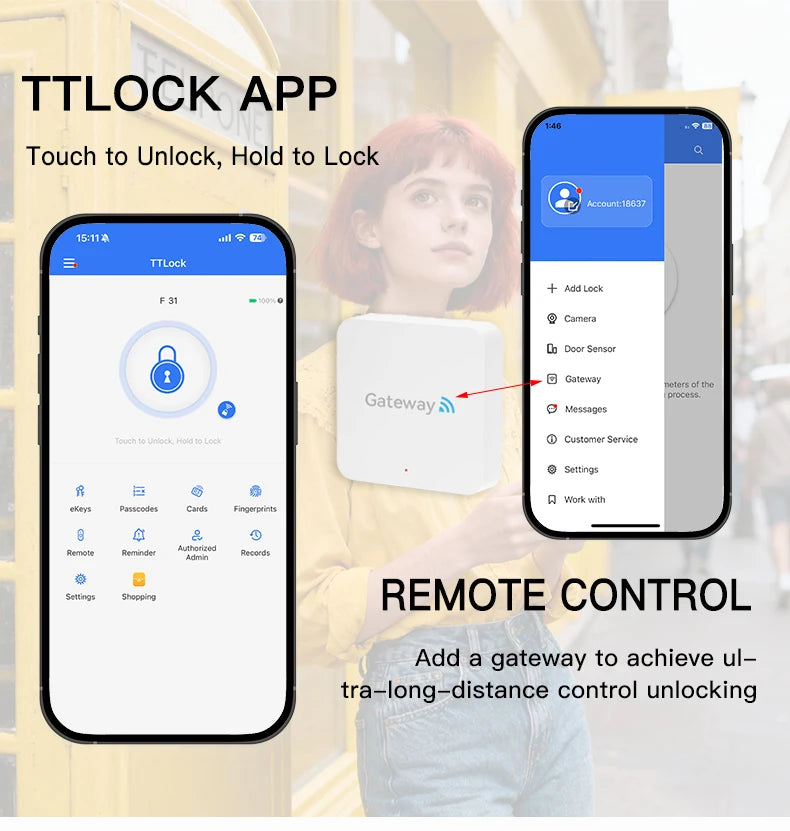 2025 Smart Door Lock With Bluetooth-compatible TTLock APP Digital Electronic Lock Smart Home Wooden Door Lock Fingerprint