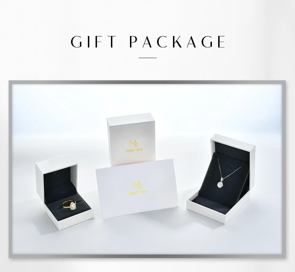 MINTYBOX Moissanite 18k White Gold Plated Diamond Ring For Women S925 Sterling Silver Engagement Wedding Fine Jewelry Four-Leaf