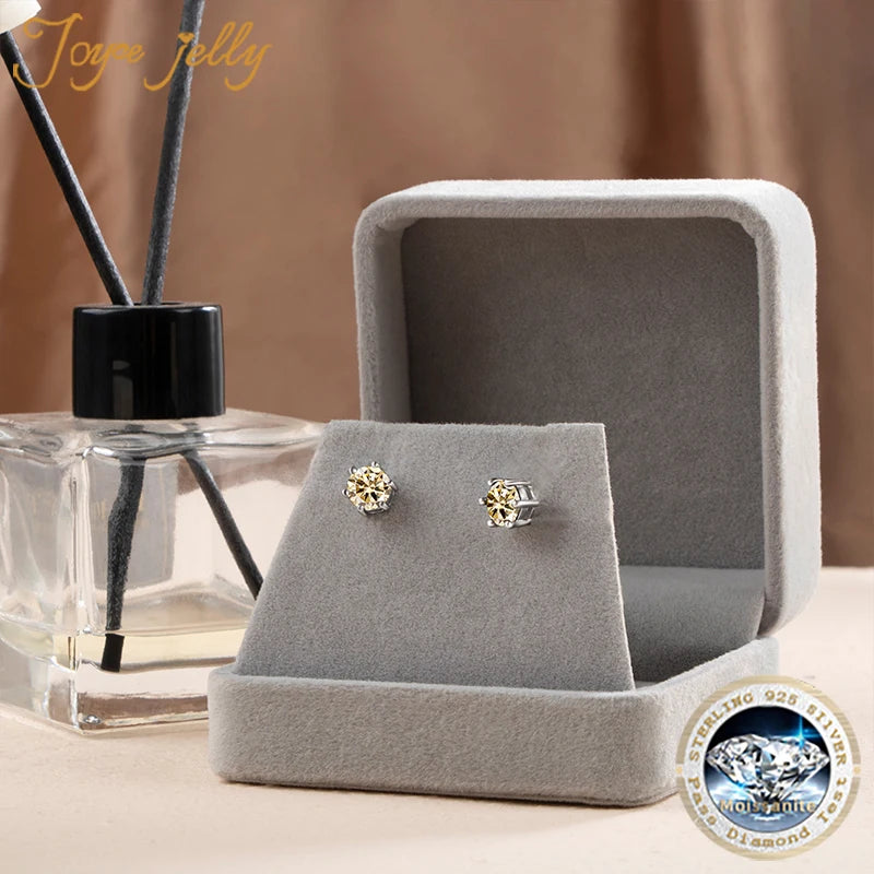 Earrings JoyceJelly Moissanite Jewelry Set With 1CT D Color VVS 3EX moissanite stone pass diamond test Wedding Luxury Fine Jewelry gift
