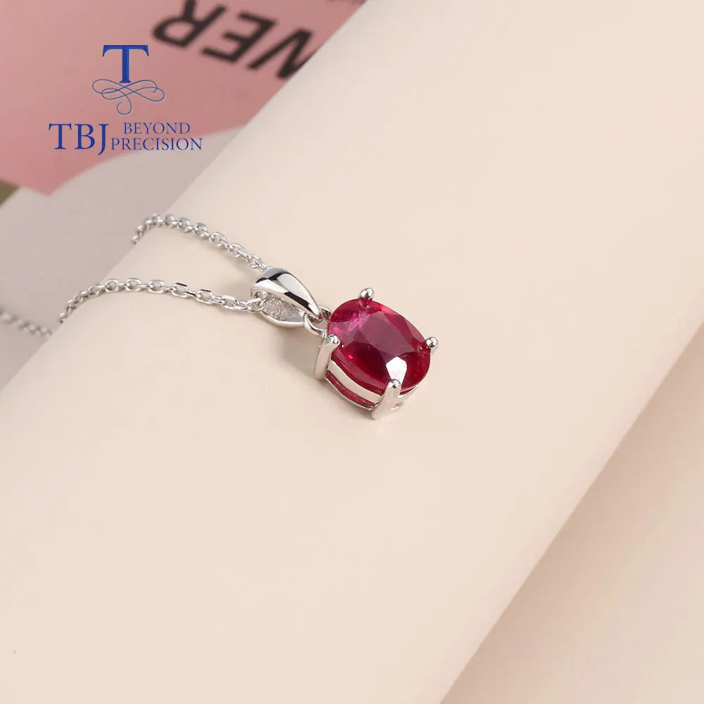 Simple Ruby clasp earring and Pendant Necklace natural gems 925 silver jewelry set for women lady nice gift