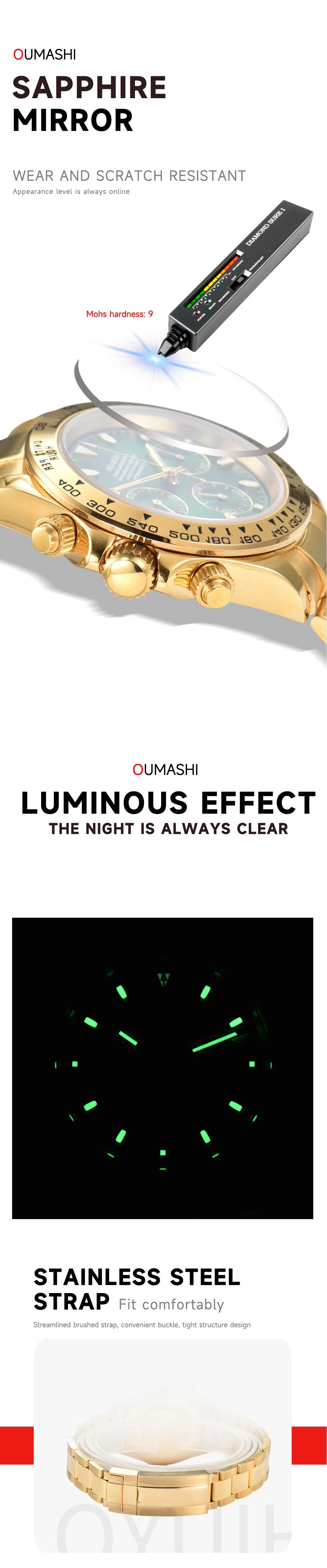 Men's luxury watches VK63 watch Sports Quartz Watch Sapphire multifunctional Mechanical timing watch for vk63 Movement