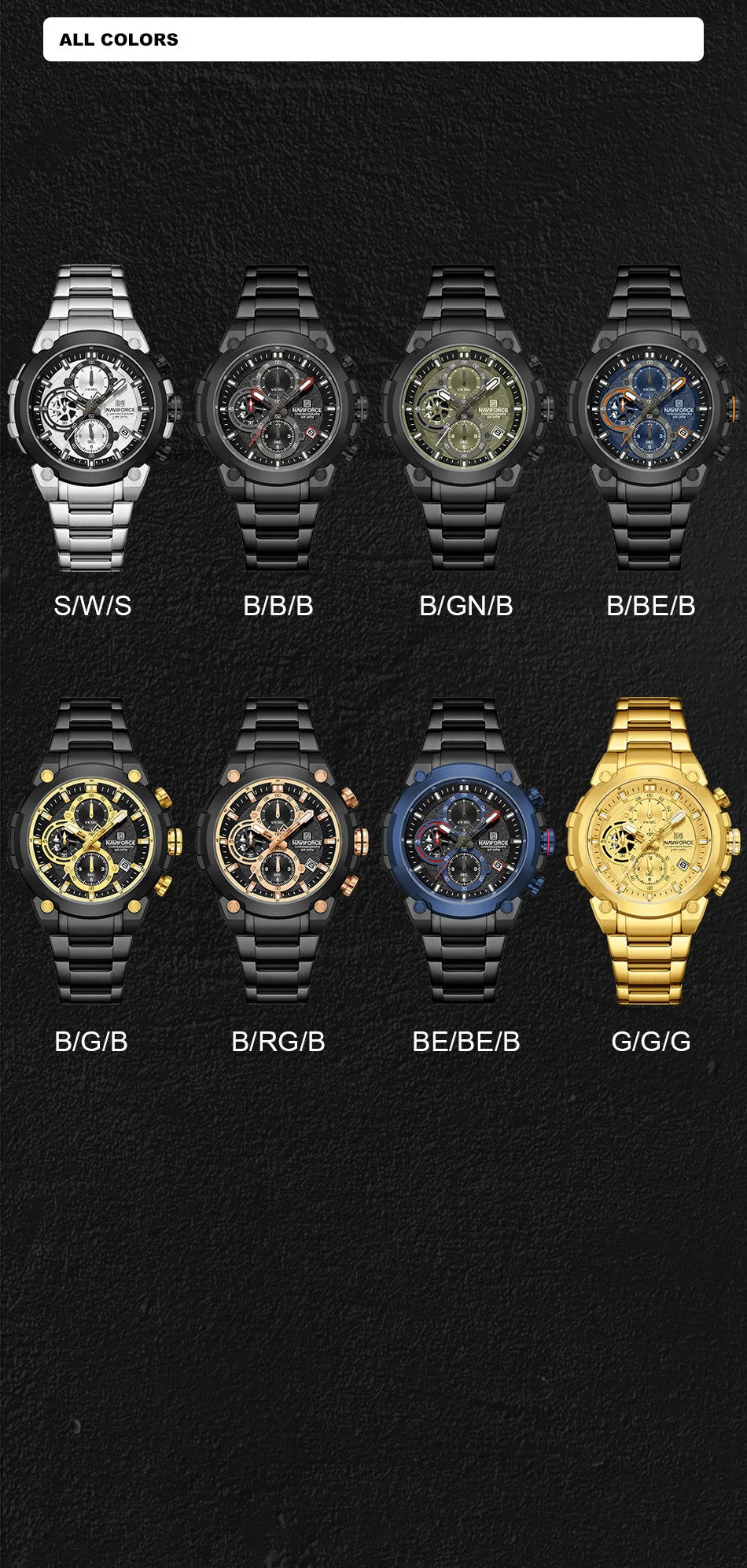 NAVIFORCF Mens Military Watches Luxury Wrist Watch Quartz Clock Watch Hot Fashion Men Waterproof Chronograph Relogio Masculino