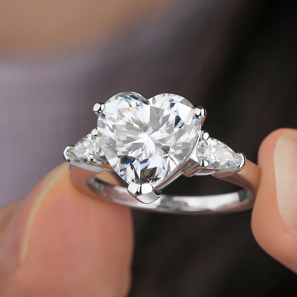 1-4Carat Heart Shape Moissanite Ring for Women Certified S925 Sterling Silver Heart Diamond Engagement Wedding Band Jewelry Gift