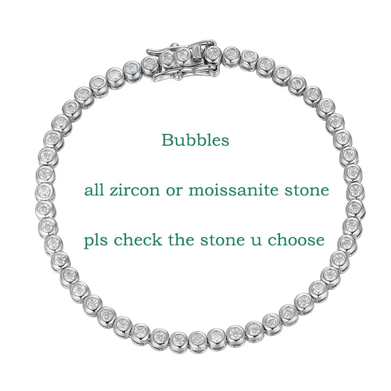 Smyoue 2MM D Color 100% Real Moissanite Tennis Bracelet for Women Lab Diamond Original Silver 925 Jewelry Hip Hop Party Chain