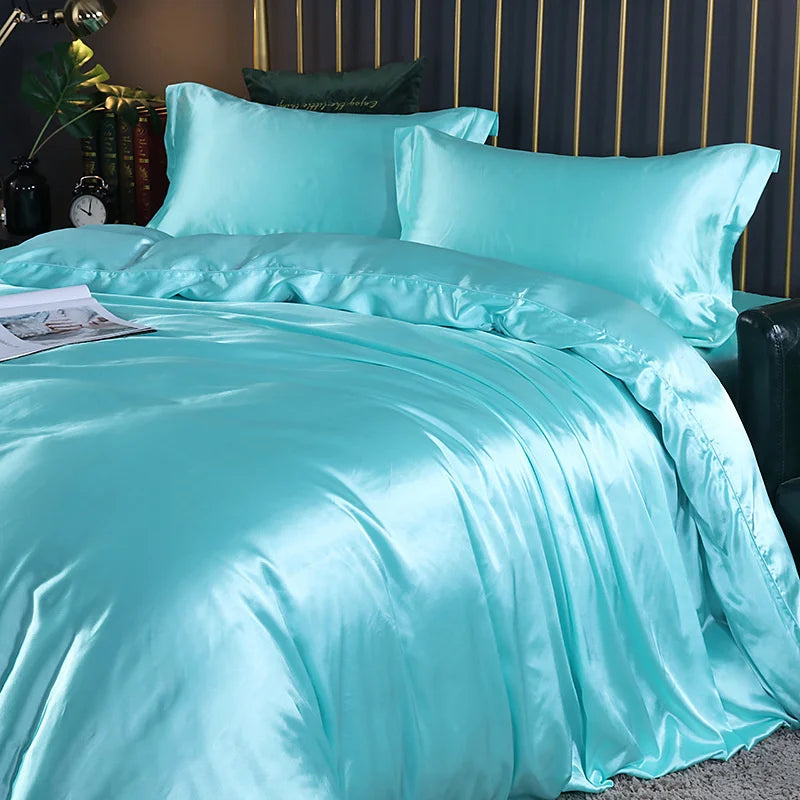 High End Mulberry Silk-Blending Fabric Duvet Cover Set Luxury King Size Bedding Set Silky Quilt Cover and Pillowcase No Sheet