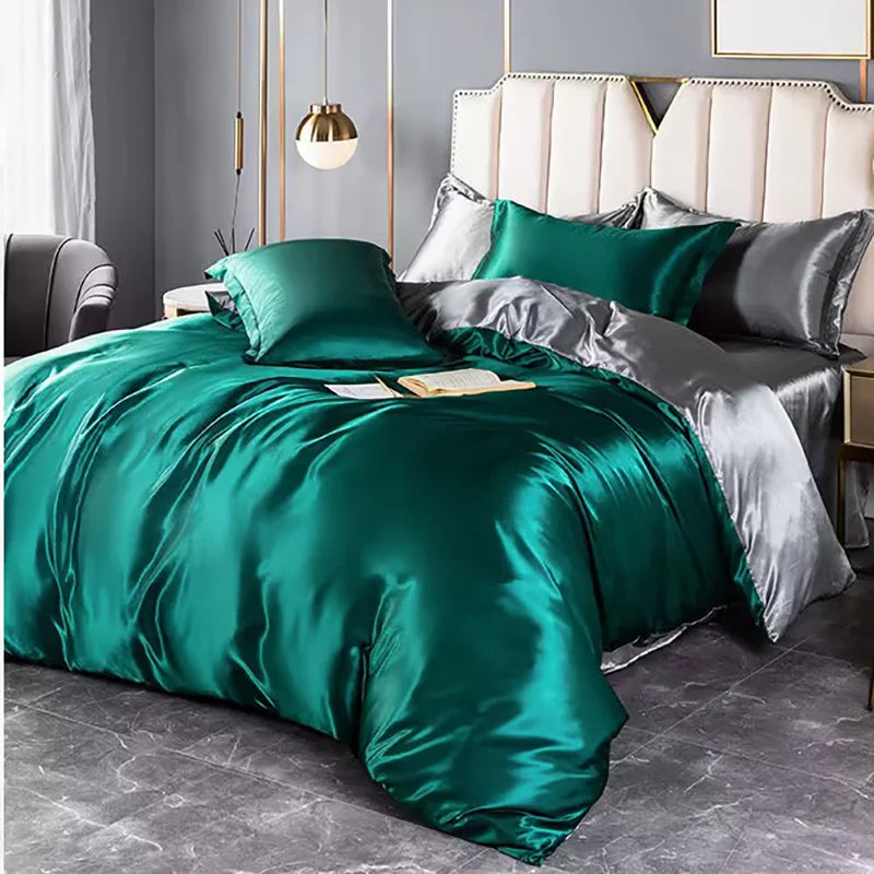 Mulberry Silky-blending Fabric Bedding Set High-end Silky Queen Size Duvet Cover Set with Fitted Sheet Luxury Bedding Sets King