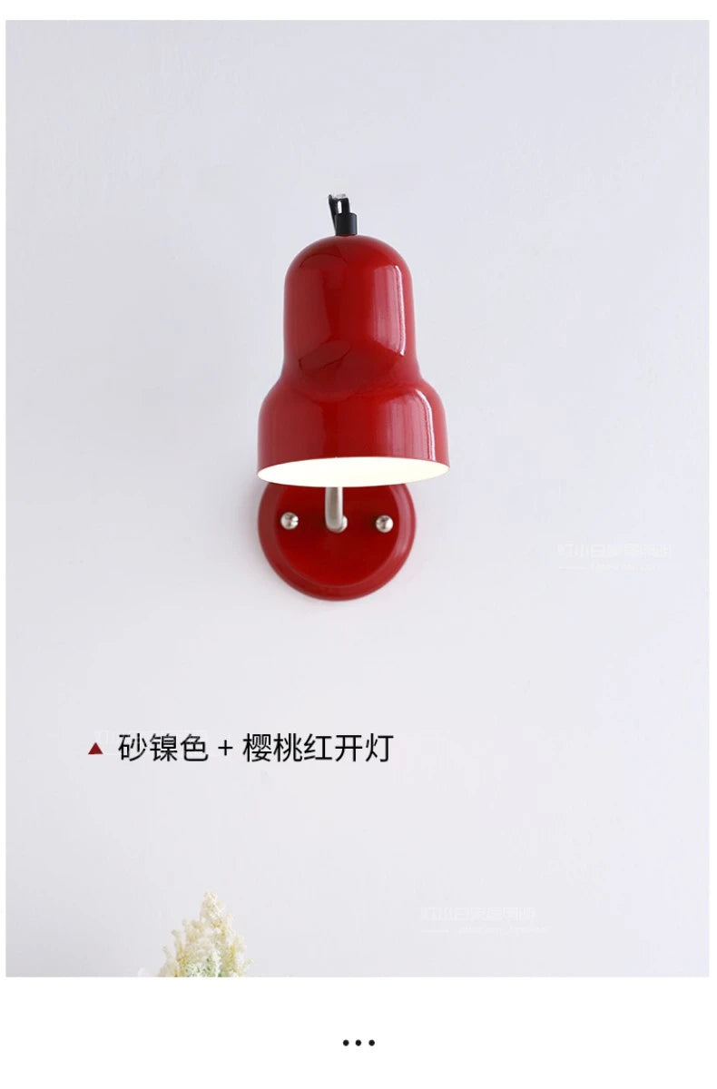 Bauhaus Vintge Medieval Red/Orange Wall Lamp LED E27 Iron Art Atmosphere Adjustable Wall Mounted Bedroom Bedside Study Reading