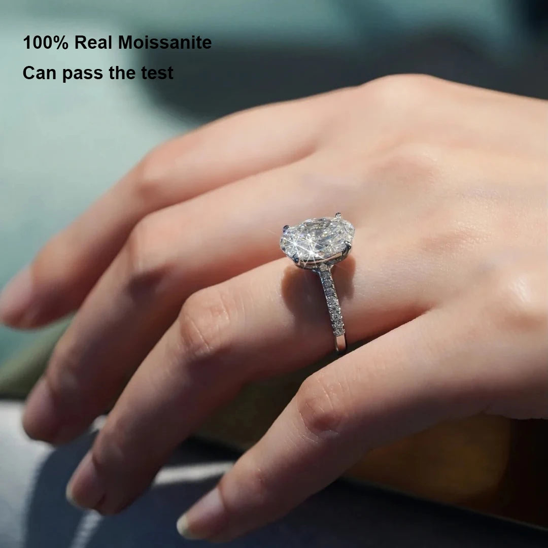BXINY 1/2/3/4CT Oval Cut Moissanite Rings S925 Silver D Color VVS Lab Diamond For Women Wedding Bands Fine Jewelry GRA Certified