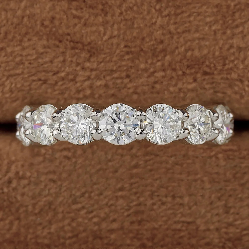 FEOBUR 2/3/4/5mm Moissanite Eternity Ring 18k White Gold Plated S925 Silver Diamond Engagement Rings for Women Men Wedding Band