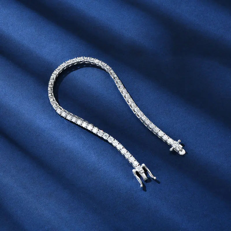 IOGOU 3mm/5mm Full Moissanite Tennis Bracelets Real 925 Sterling Silver Bracelet for Women Men Couple Sparking Fine Jewelry Gift