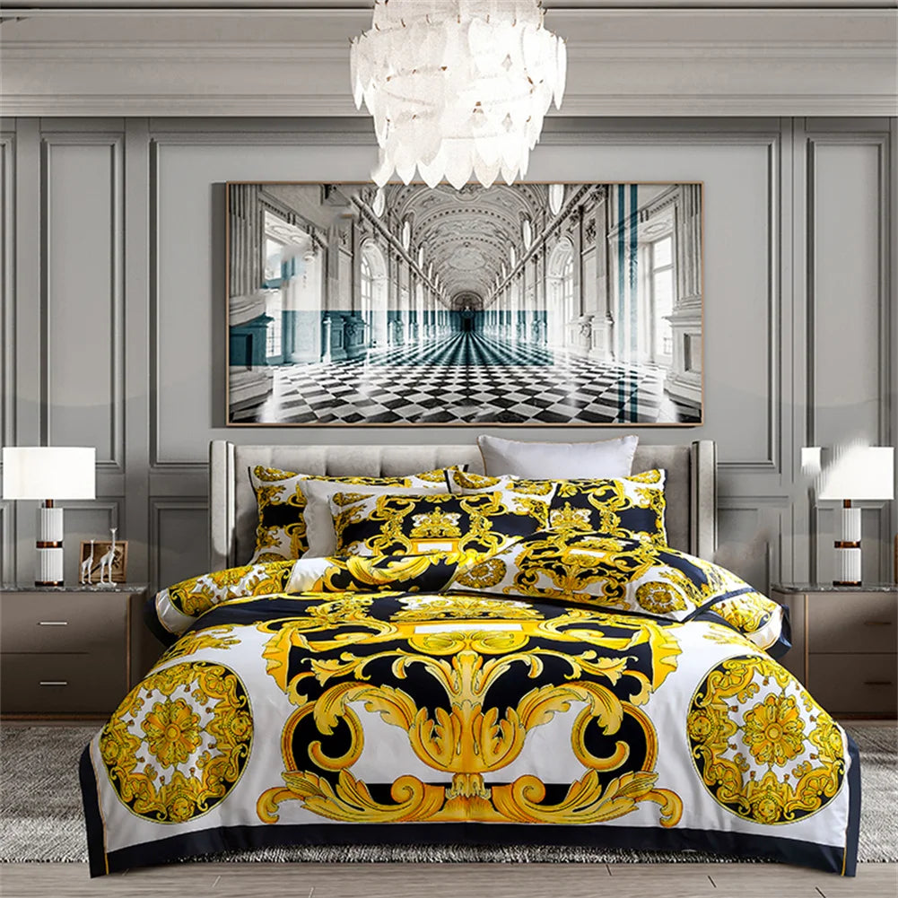 Svetanya 1200TC Golden Egyptian Cotton Bedding Set King Queen Size Sheet Duvet Cover Pillowcase  Linens （custom-made Size）
