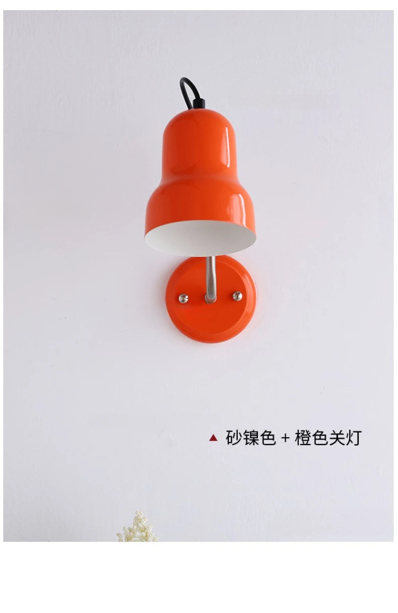 Bauhaus Vintge Medieval Red/Orange Wall Lamp LED E27 Iron Art Atmosphere Adjustable Wall Mounted Bedroom Bedside Study Reading