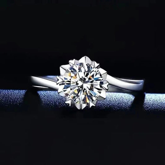 100% Real Moissanite Ring Adjustable Size S925 Sliver D VVS1 Pass Diamond Test Pen GRA Certificate 18K Plating Rings for Women