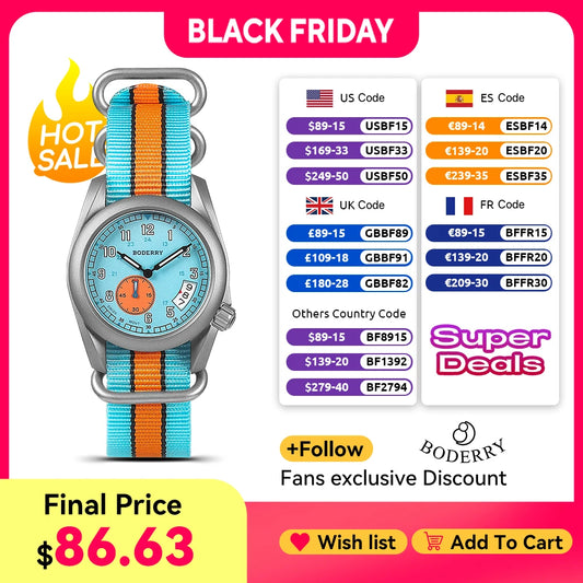 VOYAGER-Boderry Field Watch Titanium Quartz Watches 38 Mens 100M Waterproof Clock Military Sport Luminous Business Wristwatch