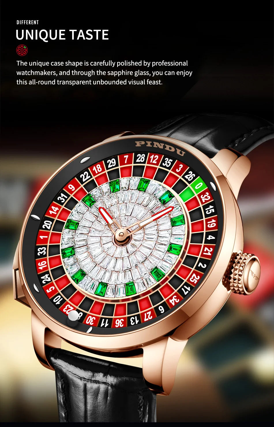 Mechanical Watches Pro Men's PINDU Watch NH35A Movement Sapphire Glass Waterproof Button Design Wristwatch Russian Roulette