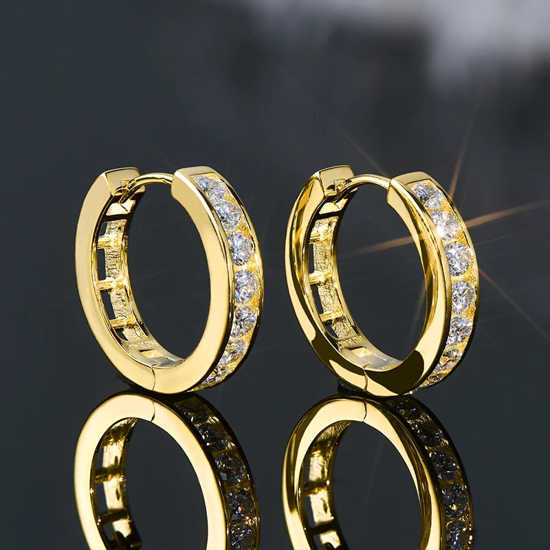 RAPRGOLD GRA Certified Moissanite Hoop Earrings for Women Men's Real S925 Sterling Silver Round Earring Jewelry Gifts orecchini