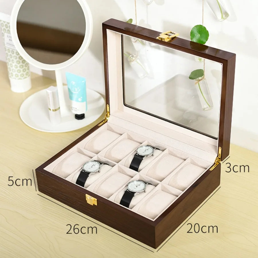 Wooden Watch Box 1/2/3/5/6/10/12 Slot Watch Gift Box Watch Storage Travel Case Organizer Men Jewellery Box Piano-bake-paint