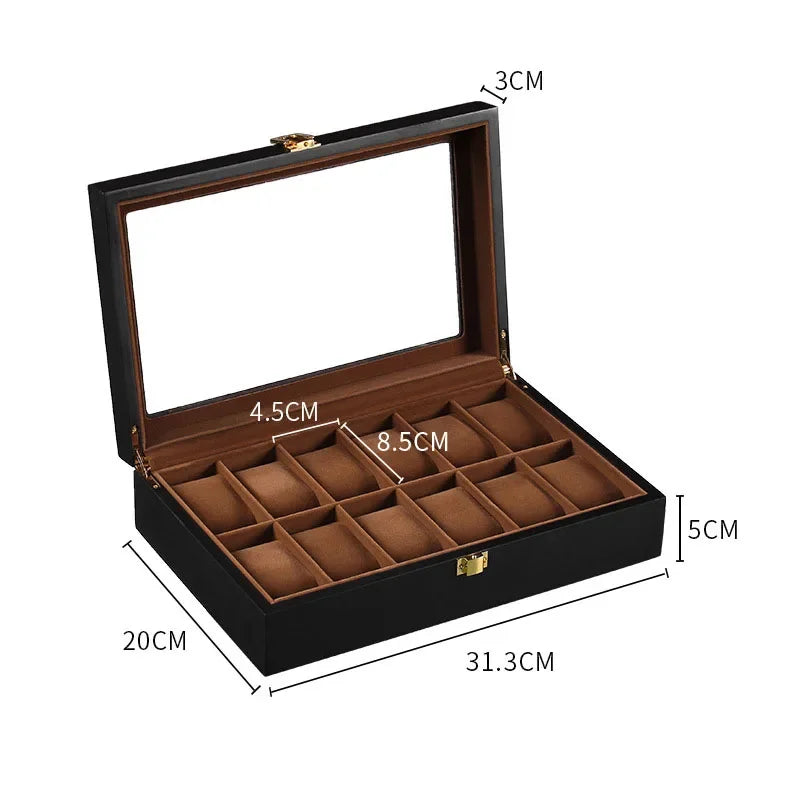 Wooden Watch Box Eco-Friendly Watch Storage Case with 1/2/3/5/6/10/12 Slots Travel Organizer for Men Watch Gift Box