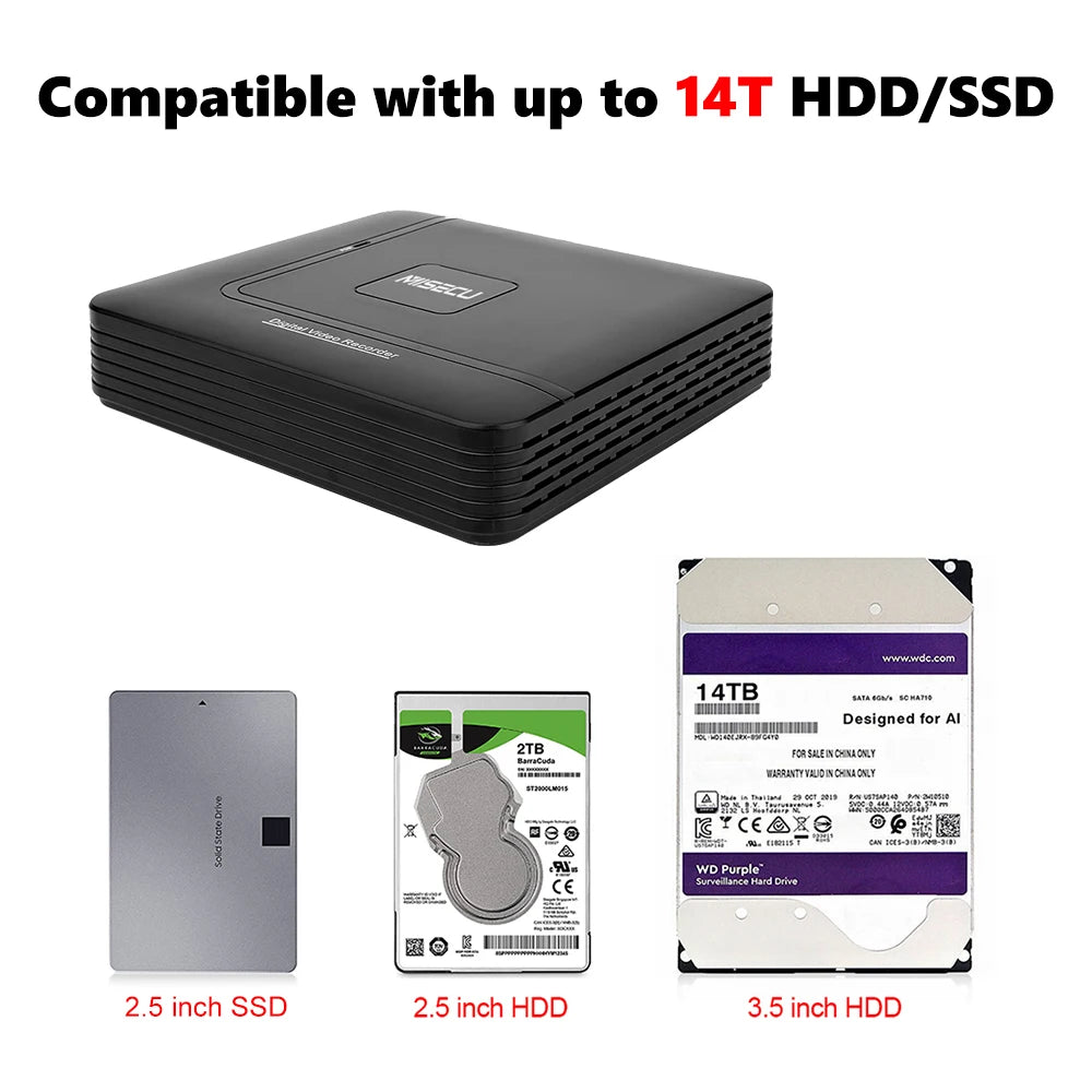 H.265+ Mini CCTV NVR 16CH Full HD 8MP 4K/5M/4M/3M/1080P Video Recorder Motion Detect P2P For IP Camera Security System