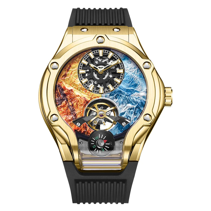 HANBORO Zhuma Mountain Peak Series Men's Fully Automatic Mechanical Watch Hollow Personalized Watch