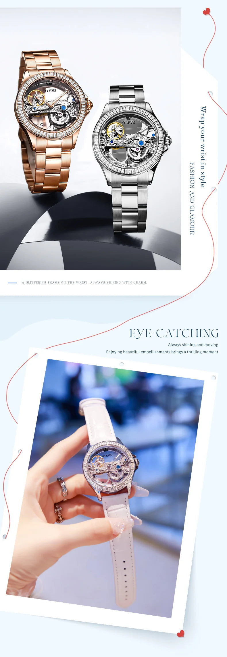 OLEVS 6699 Fully Hollow Women Mechanical Watch Luxury Flywheel Diamond bezel Brand Top Watch Women Automatic Watch Reloj Mujer