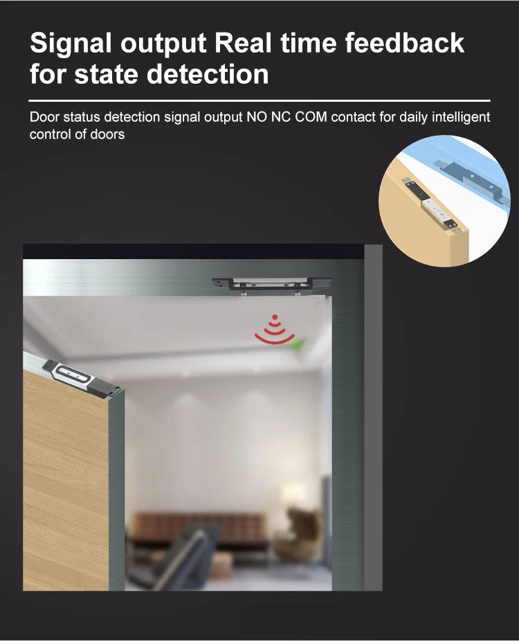 12/24V Magnetic Shear Lock 1200Kg Smart Electric Lock Door Access Control System NO NC COM Door Contact Signal Output Time Delay