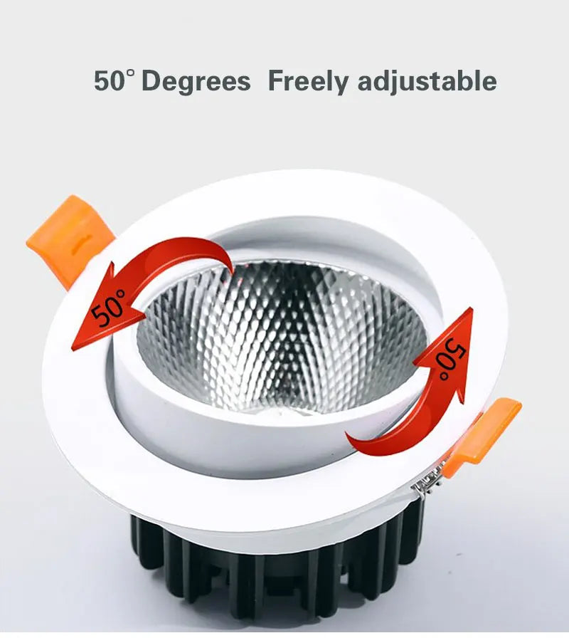 10Pcs LED Downlights 7W 9W Dimmable Spot Lights 12W 15W AC90V-260V 18W COB Chip Recessed Ceiling Lamps For Home Illumination