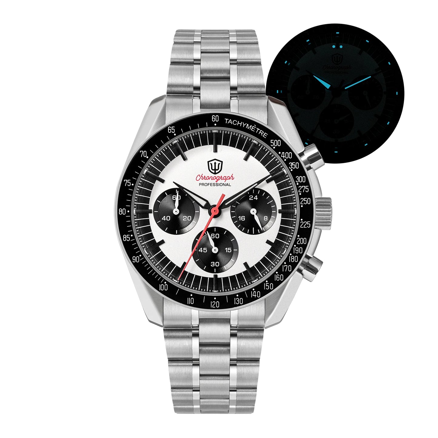 Watchdives New WD1863 Watch VK63 Chronograph Movement Aluminum Bezel BGW9 Luminous Bubble Sapphire Crystal 39mm Vintage Watches