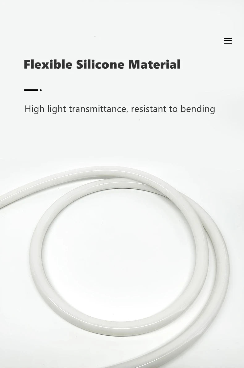 Round Flexible Silicone Strip Light 360 Degree Glowing IP65 Outdoor LED Soft Neon Tube Tape Lamp DIY Minimalist Linear Lighting