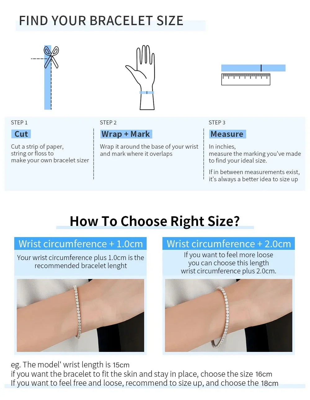 EWYA Real D Color Full 2/2.5/3/4/5/6.5mm Moissanite Tennis Bracelet For Women S925 Plated 18K Rose Gold Diamond Link Bracelets