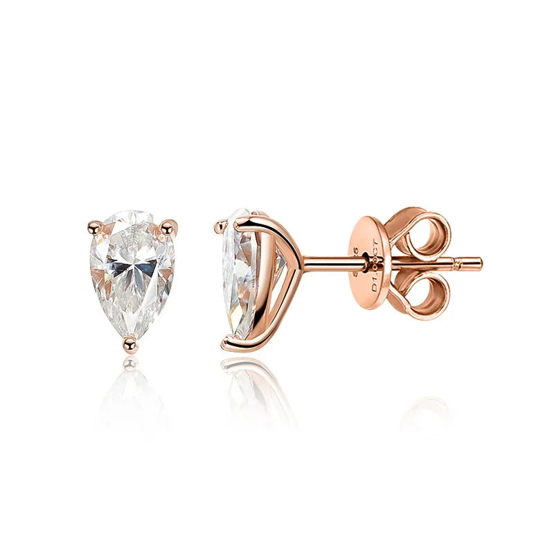 Smyoue 0.5CT 1CT Pear Cut Certified Moissanite Stud Earrings for Women 100% 925 Sterling Silver Plated 18k Gold Wedding Jewelry