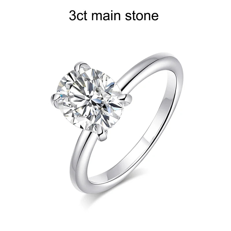 Smyoue 18k Plated 2/3ct Moissanite Diamond Ring for Women Oval Fancy Cut Bridal Sets Solitaire Wedding Promise Band 925 Silver