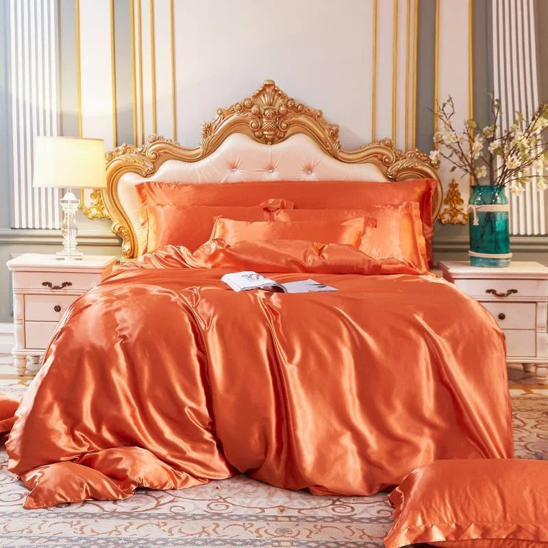 High End Mulberry Silk-Blending Fabric Duvet Cover Set Luxury King Size Bedding Set Silky Quilt Cover and Pillowcase No Sheet