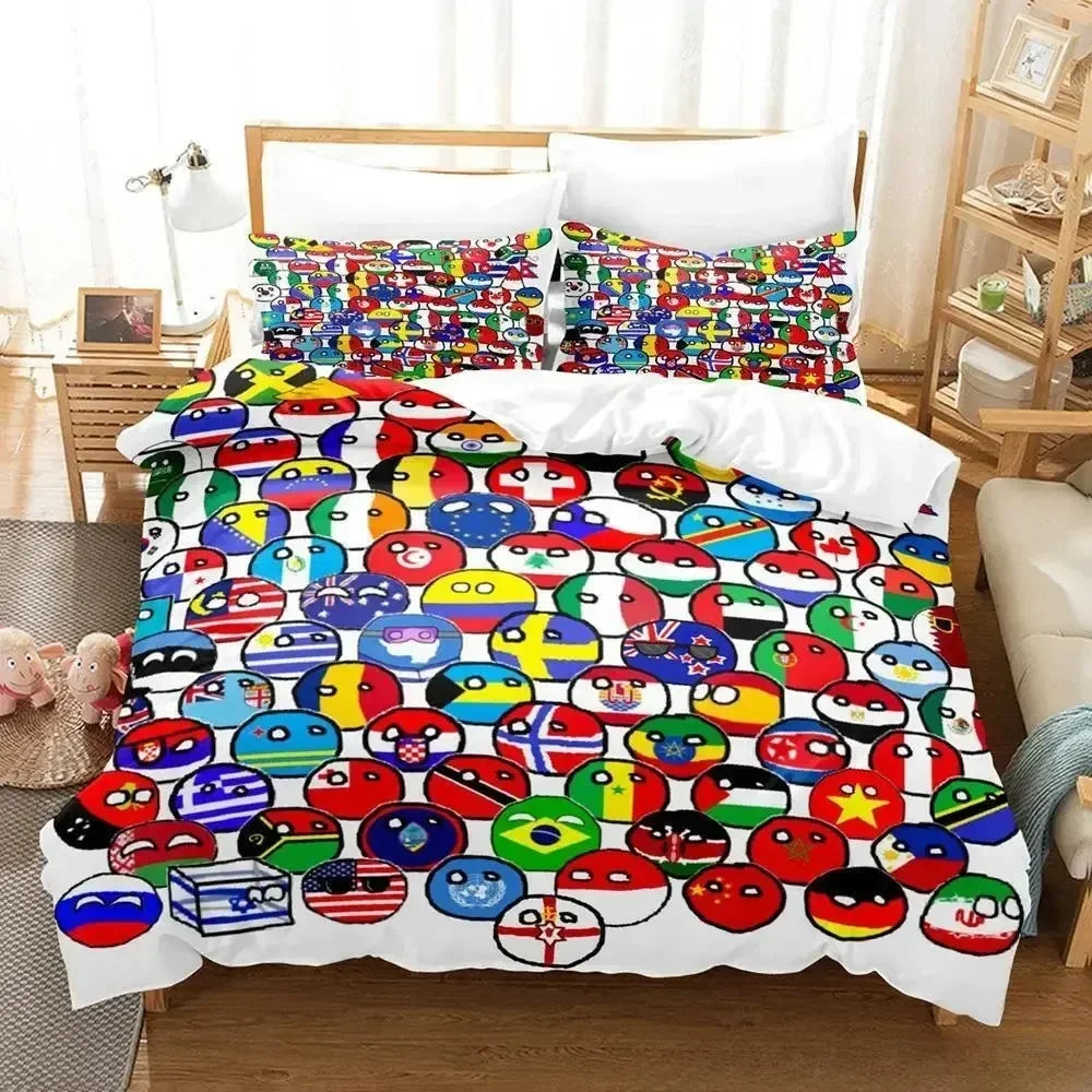 2024 New Countryball Polandballs Bedding Set Single Twin Full Queen King Size Bed Set Adult Kid Bedroom Duvet cover Sets Cartoon