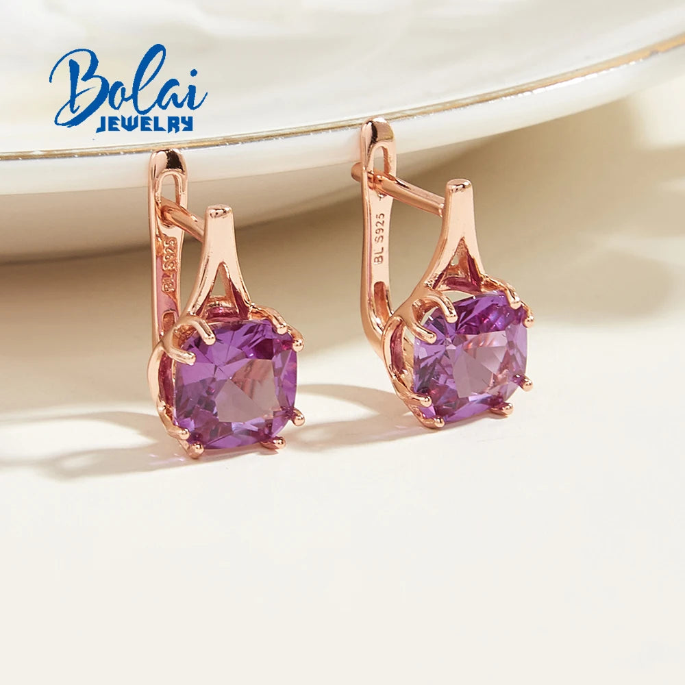 New Created nano Alexander Gemstone 925 sterling silver rose gold earring fashion simple design fine jewelry for women