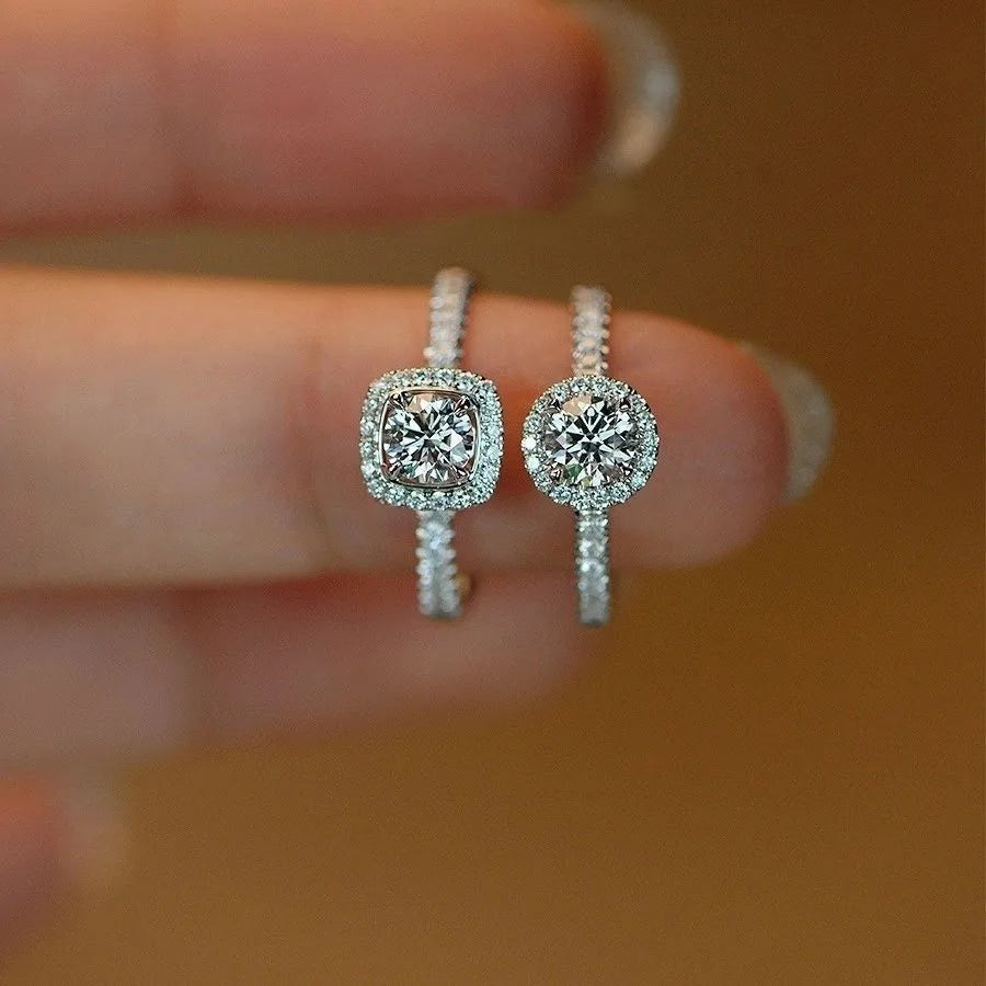 100% Real Moissanite Ring Adjustable Size S925 Sliver D VVS1 Pass Diamond Test Pen GRA Certificate 18K Plating Rings for Women