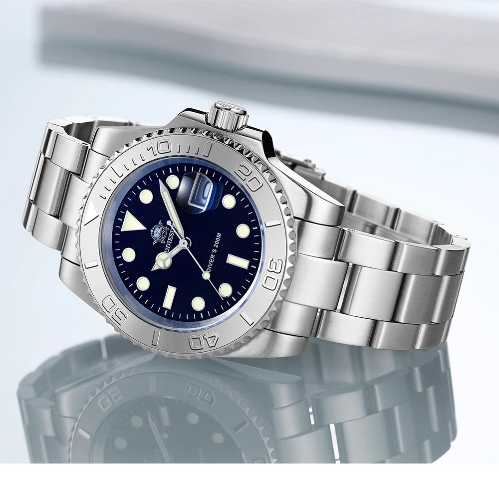 ADDIESDIVE Top Brand Quartz WatchBusiness Stainless Steel 200M Dive Super Luminous Watches Calendar Mens Wristwatch Reloj Hombre