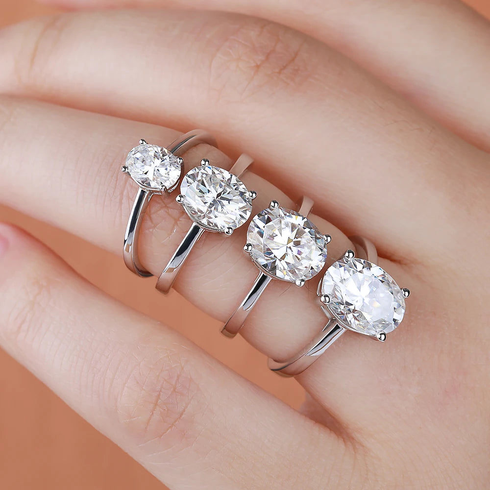 1-4CT Oval Cut Moissanite Rings for Women Sparkling Diamond 925 Sterling Silver Engagement Wedding Band Jewelry With Certificate