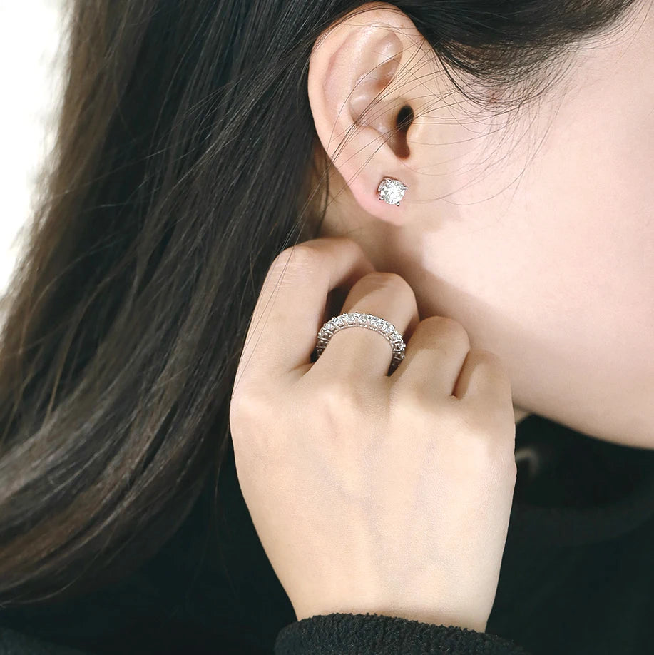 Serenity 3mm D Color Moissanite Row Rings For Women S925 Sterling Silver Bands Plated Pt950 Sparkling Wedding Rings Fine Jewelry