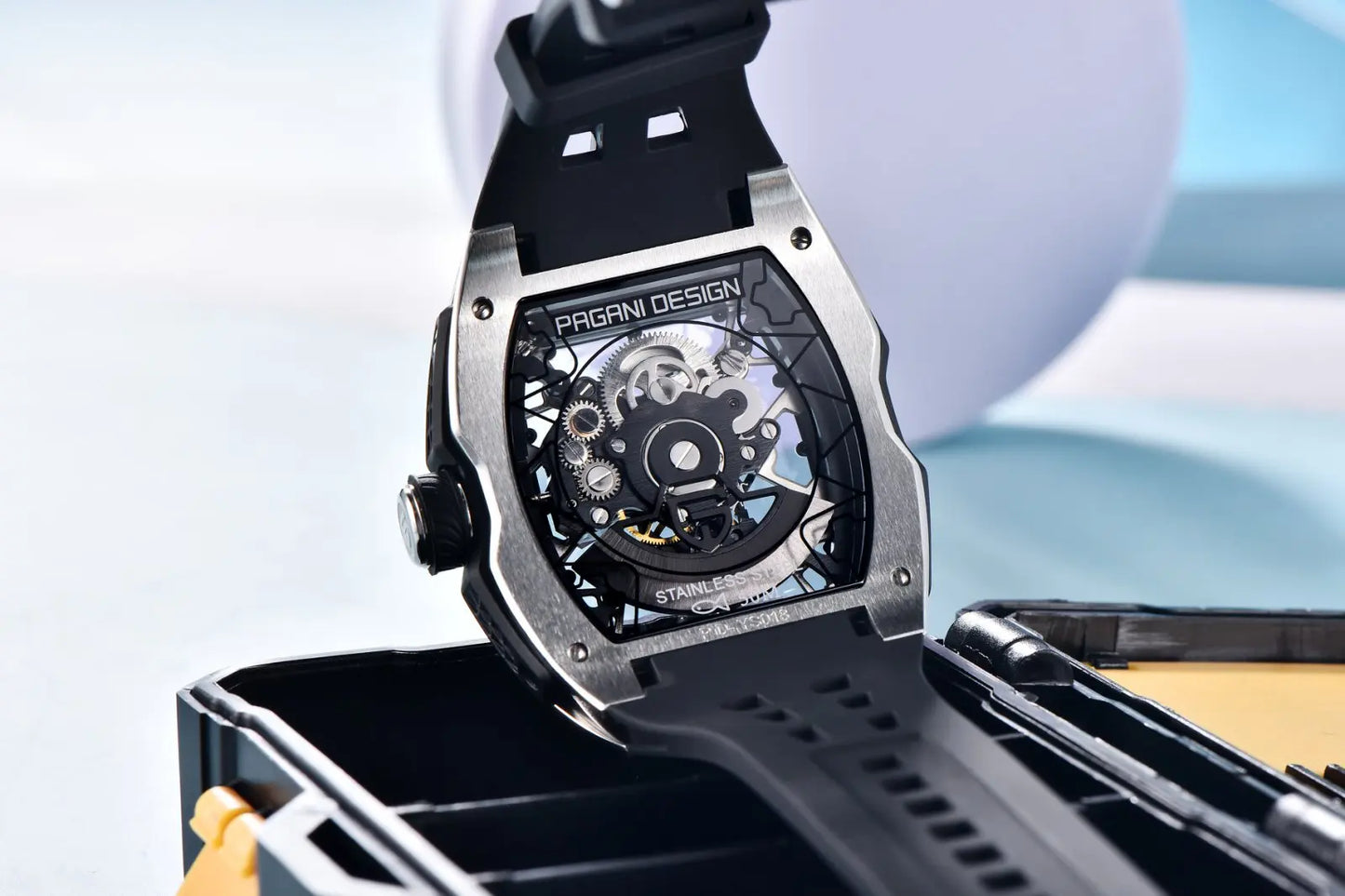 PAGANI DESIGN 42MM New fashion Hollow Back Transparent Movement Luxury Men Watch Sapphire Glass Automatic Men Watches For Men