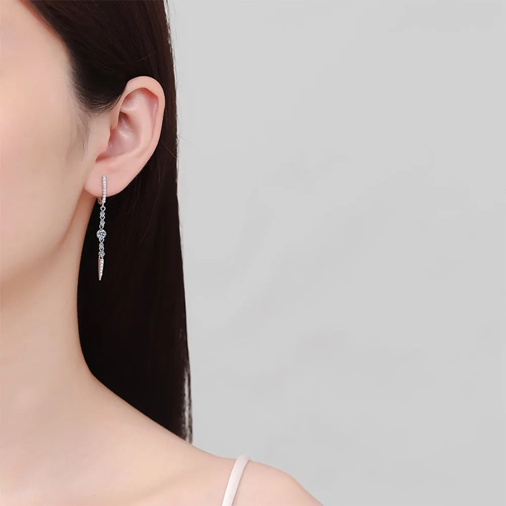 Serenity 1.118ct D Color Moissanite Long Tassel Earrings for Women 100% S925 Sterling Silver Plated 18K Lab Diamond Drop Earring