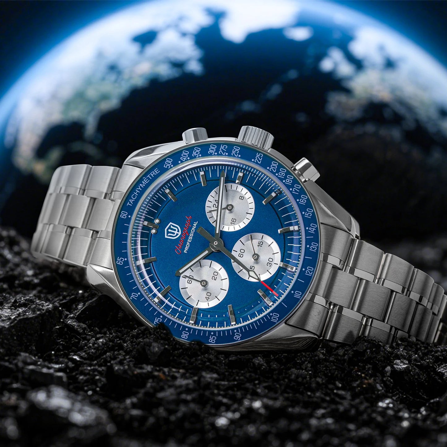 Watchdives New WD1863 Watch VK63 Chronograph Movement Aluminum Bezel BGW9 Luminous Bubble Sapphire Crystal 39mm Vintage Watches