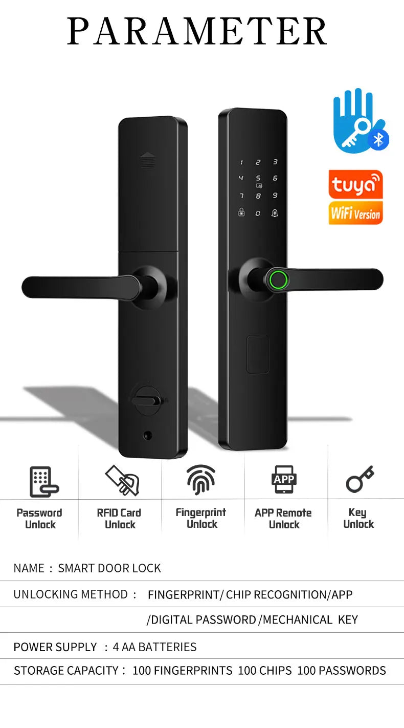 TTLOCK Smart lock with Fingerprint Password IC Card Unlock Support USB Emergency Charge ﻿for Hotel Apartment