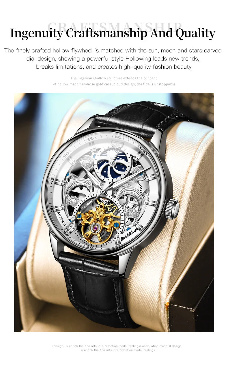 Montre-bracelet JSDUN originale étanche, best-seller pour homme, multifonctionnelle, luxueuse, élégante, à mécanisme automatique.