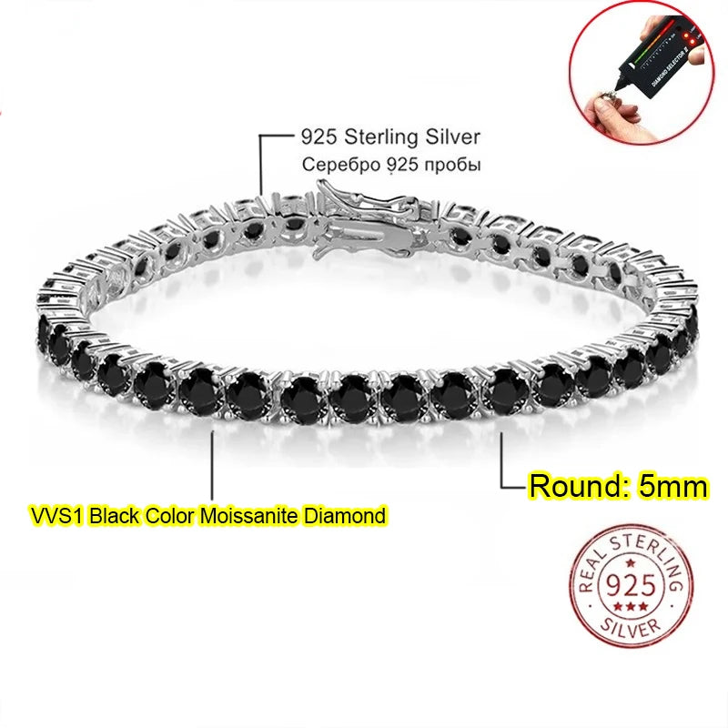 Real Moissanite Tennis Bracelet for Women Men 3.0mm Lab Diamond Bangle with Certificates 925 Sterling Silver Fine Jewelry