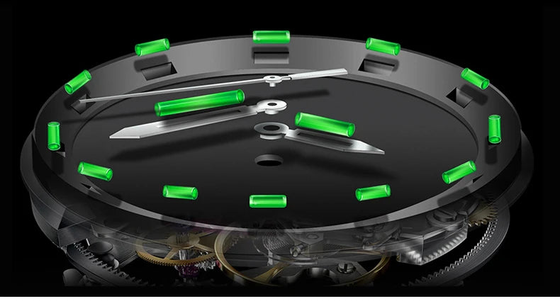 YELANG Automatic Mens Green Water Ghost Watches H3 T100 Self Luminous Wristwatch Waterproof 300m Turning Ceramic Bezel V1032