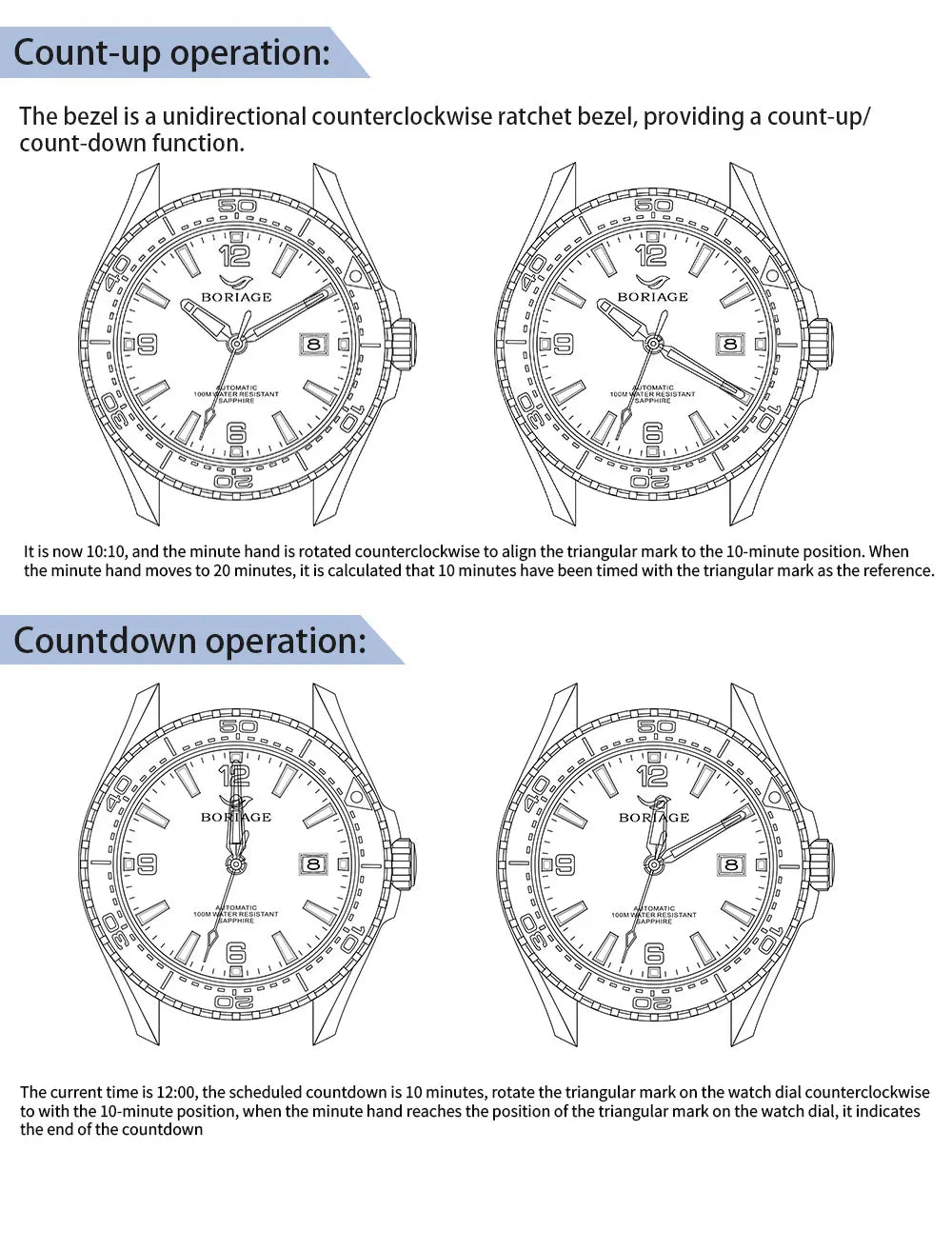 BORIAGE NH35 Automatic Mechanical Watches Luxury Men's Watch Stainless Steel Water resista 100m Dive Watches Luminous Wristwatch