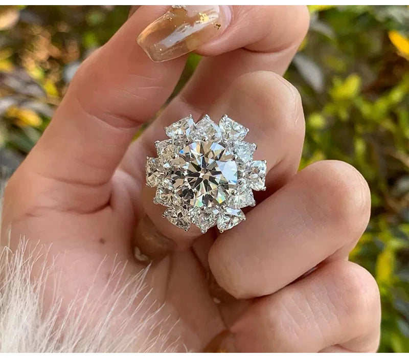 So-Bling 925 Sterling Silver Rings 5ct Moissanite Ring with Gra Certificate for Women's Elegant Fine Gift Party Jewelry