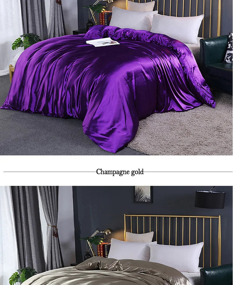 Luxury High Quality  Satin Duvet Cover Rayon Quilt Cover High Density Fabric Duvet Cover  Supple High waterfall